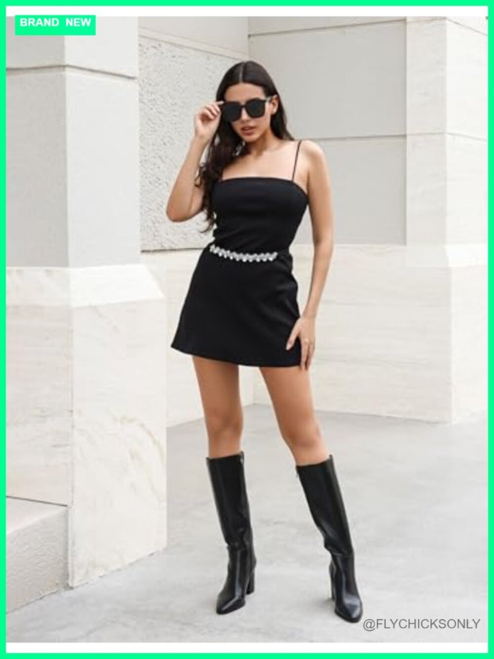 Women's Knee High Pointed Toe Chunky Block Heel Platform Boots - Picture 2 of 6